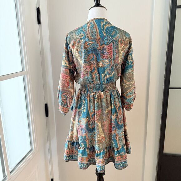Paani Anthropologie Block Print Short Swing Mini Dress Size Small 2 4 - Picture 5 of 12